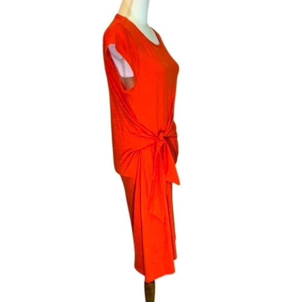 Talbots Orange Cotton Slub Side Tie Knot Sheath Dress PL Minimalist Coastal - Picture 2 of 8